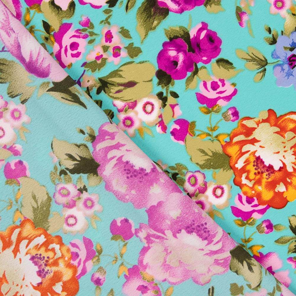 Crepe Poliéster Cretona Nita Turquesa - Ribes y Casals