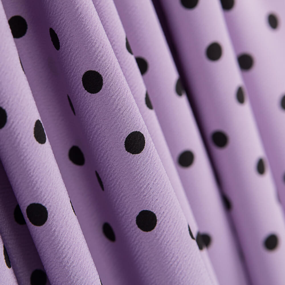 Crepe Lunares Negro Malva 7mm - Ribes y Casals