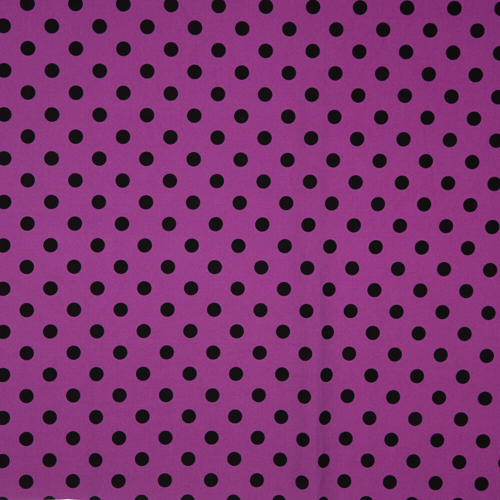 Gabardina Elástica Lunares 17mm Buganvilla-Negro - Ribes y Casals