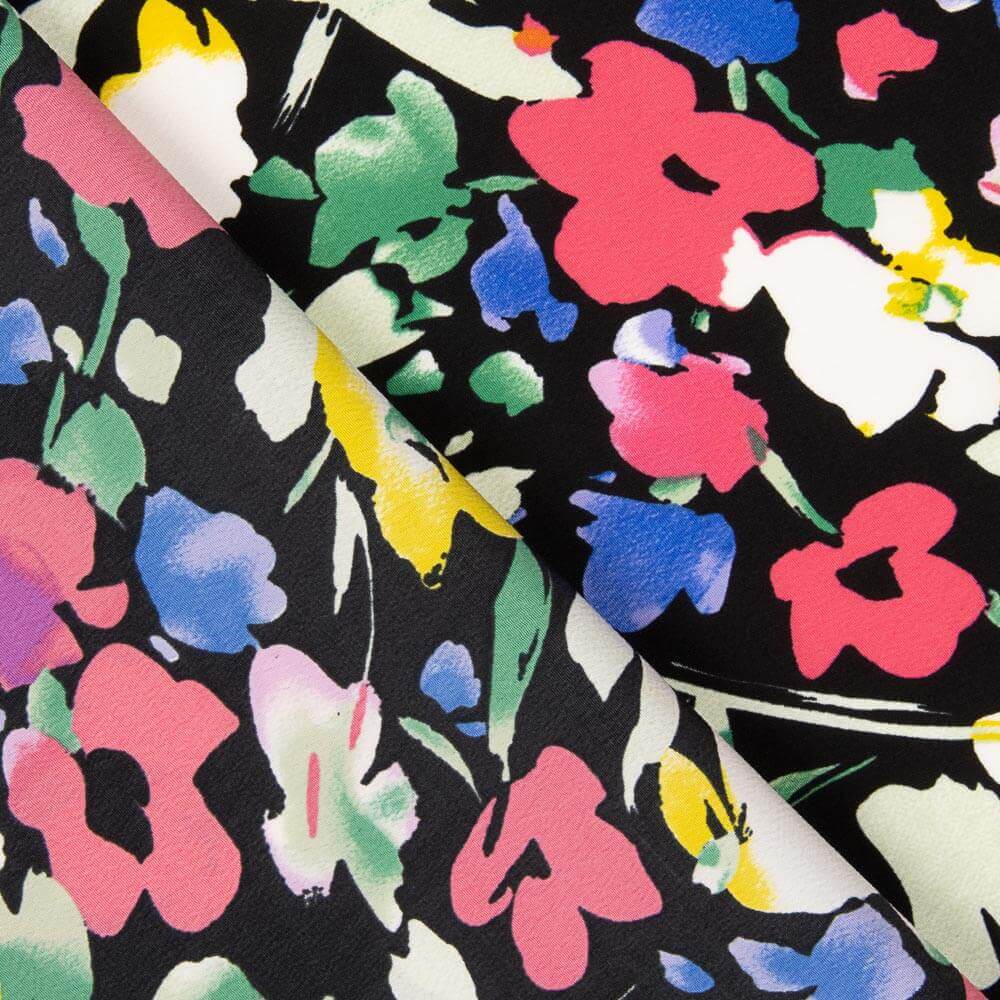 Crepe Poliéster Flor Dreia Negro - Ribes y Casals