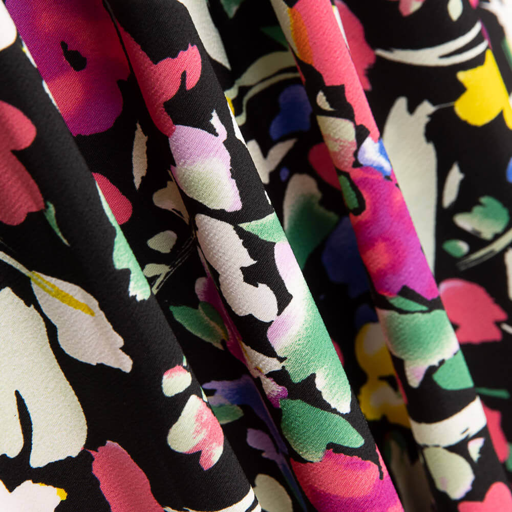 Crepe Poliéster Flor Dreia Negro - Ribes y Casals