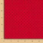 Retal Gabardina Elástica Lunares 3mm Rojo-Negro 130x140 cm - Ribes y Casals