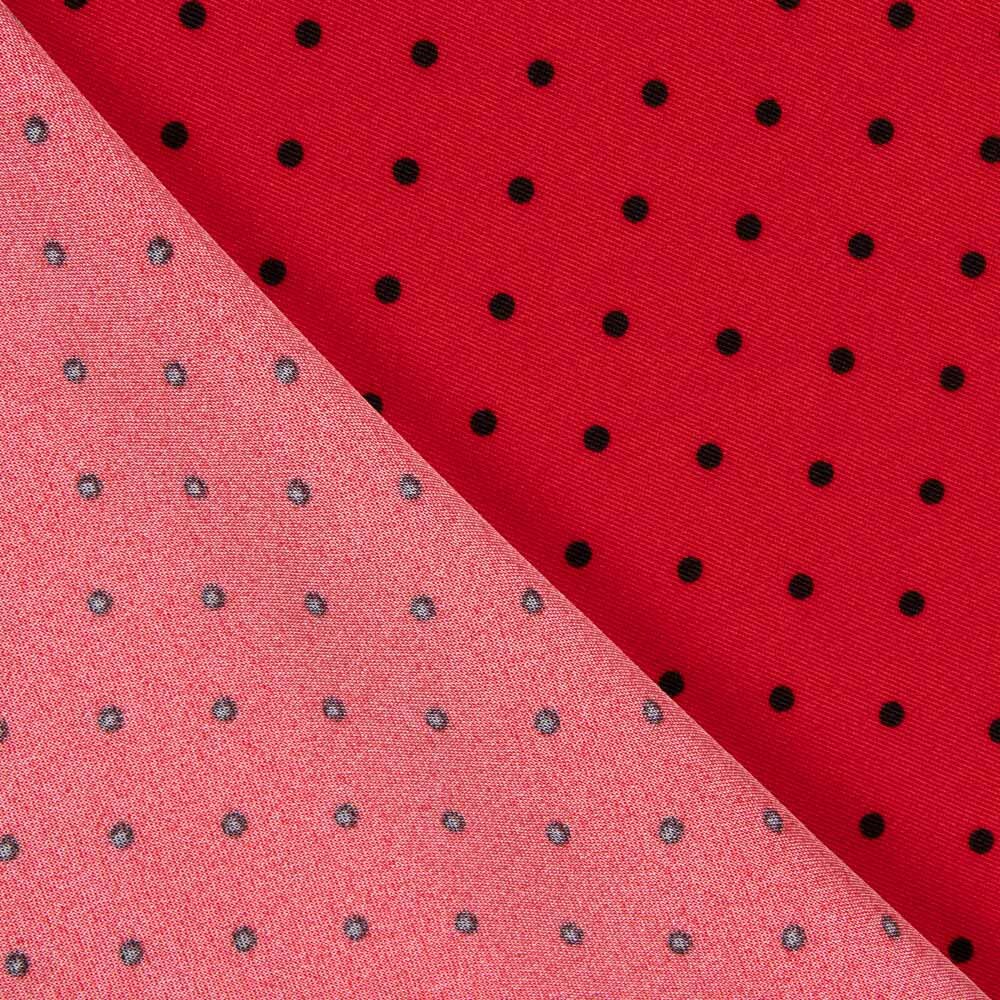 Retal Gabardina Elástica Lunares 3mm Rojo-Negro 130x140 cm - Ribes y Casals