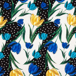 Gabardina Elástica Tulipanes Azul Lunar - Ribes y Casals