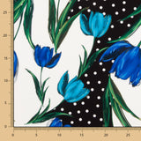 Gabardina Elástica Tulipanes Azul Lunar - Ribes y Casals