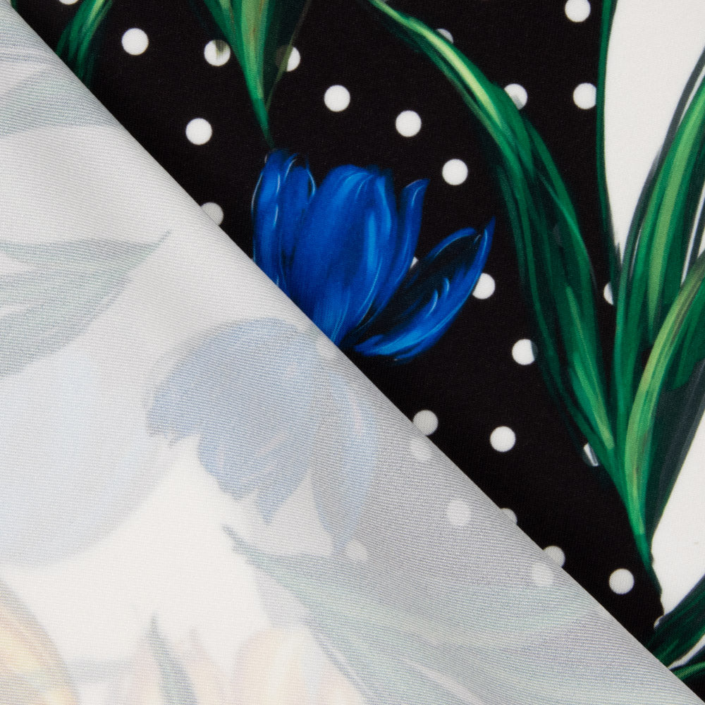 Gabardina Elástica Tulipanes Azul Lunar - Ribes y Casals