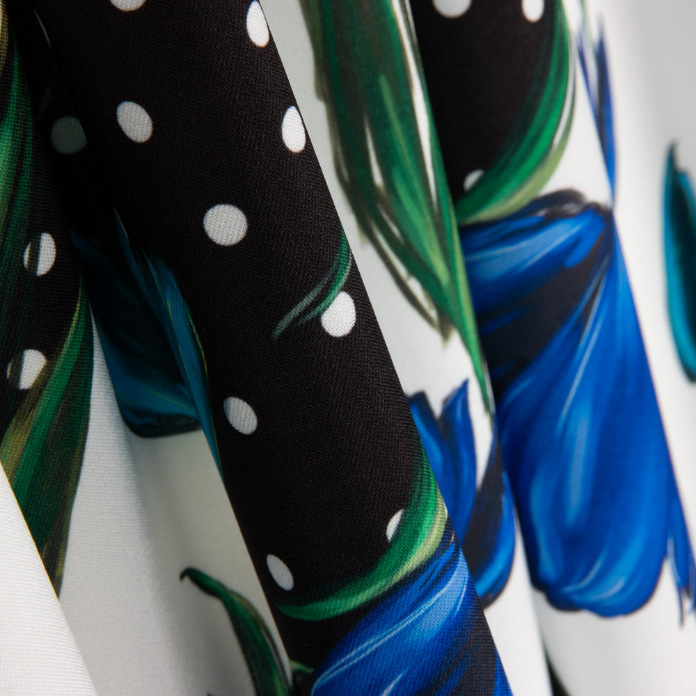 Gabardina Elástica Tulipanes Azul Lunar - Ribes y Casals