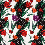 Gabardina Elástica Tulipanes Rojo Lunar - Ribes y Casals