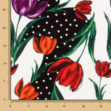 Gabardina Elástica Tulipanes Rojo Lunar - Ribes y Casals