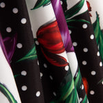 Gabardina Elástica Tulipanes Rojo Lunar - Ribes y Casals