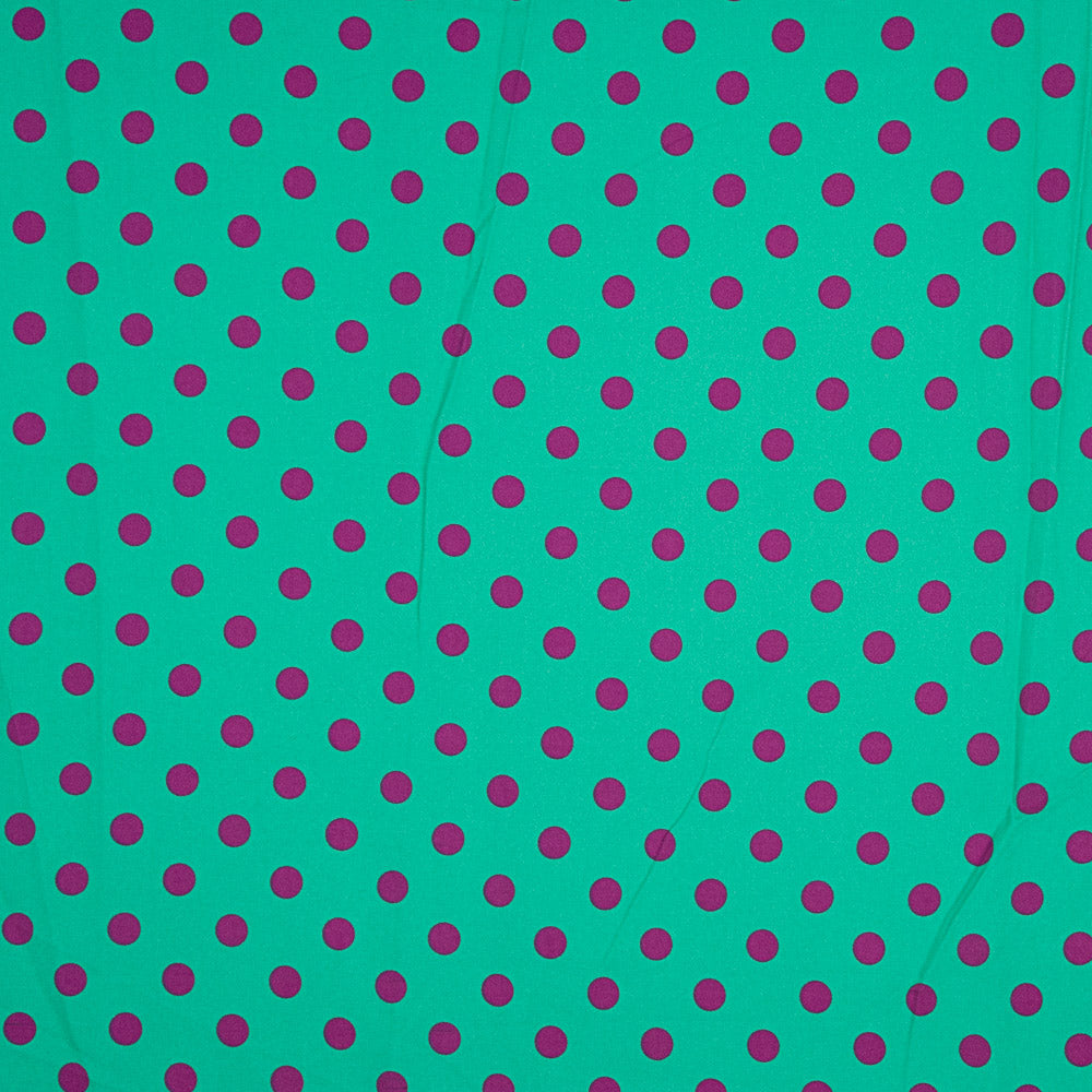Gabardina Elástica Lunares 17mm Verde-Buganvilla - Ribes y Casals