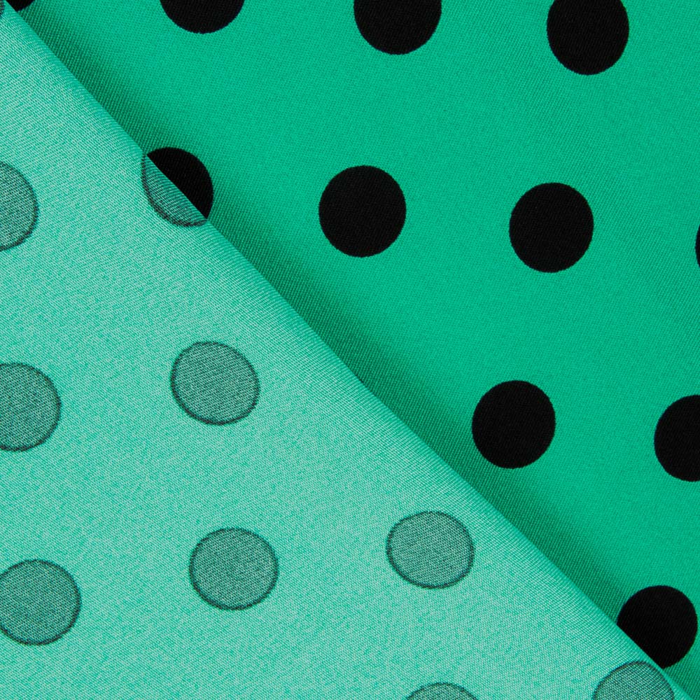 Gabardina Elástica Lunares 17mm Verde-Negro - Ribes y Casals