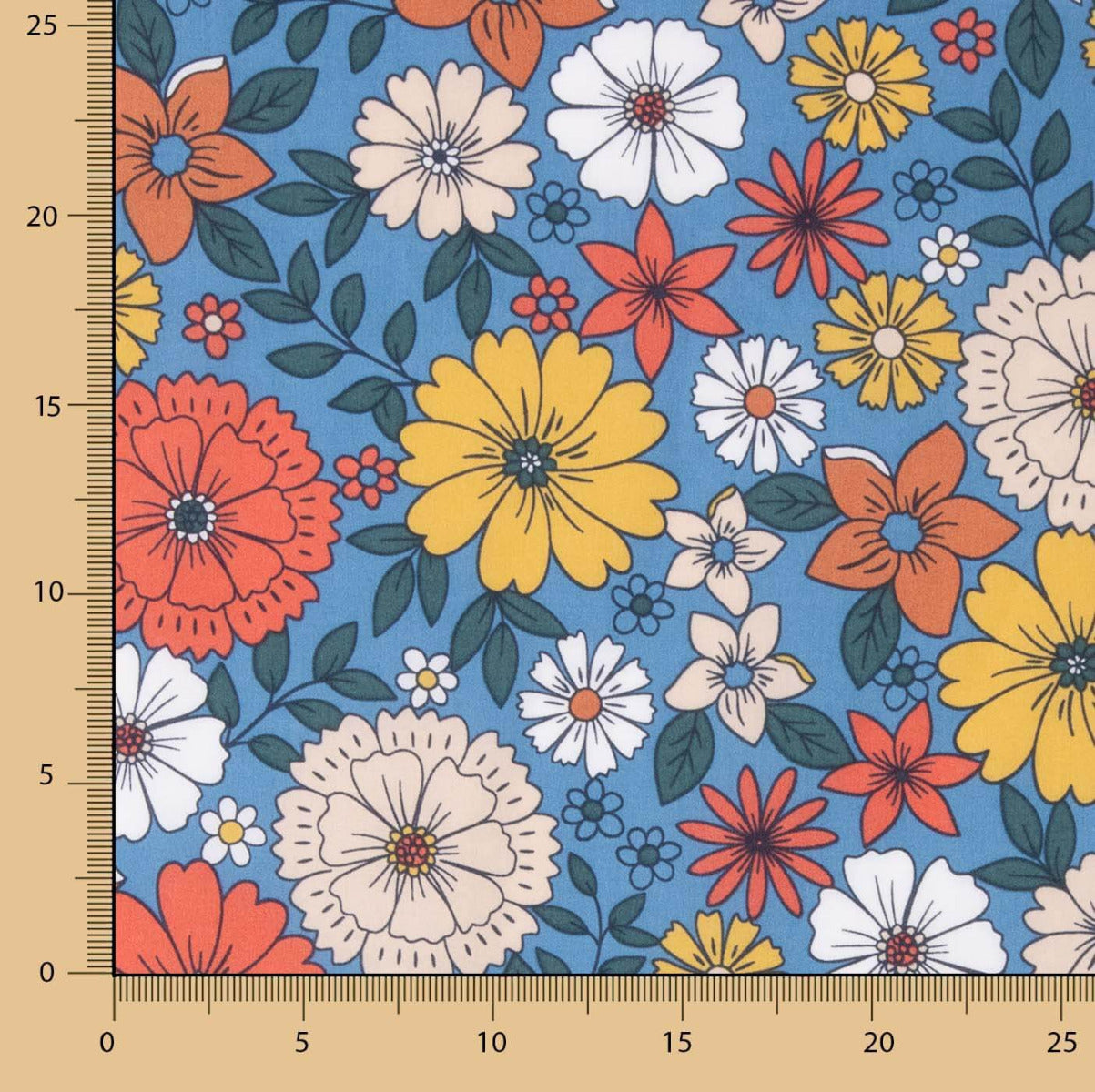 Retal Popelín Algodón Flores Dara 100x150 cm - Ribes y Casals