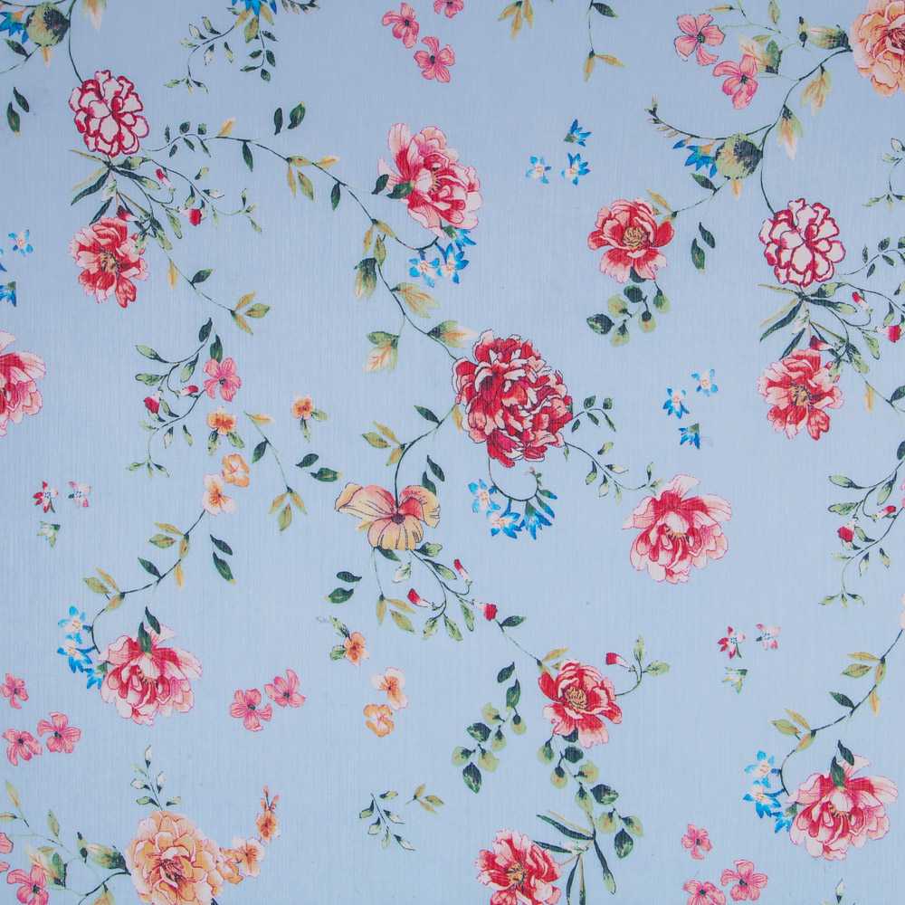 Gasa Bambula Garden Azul - Ribes y Casals