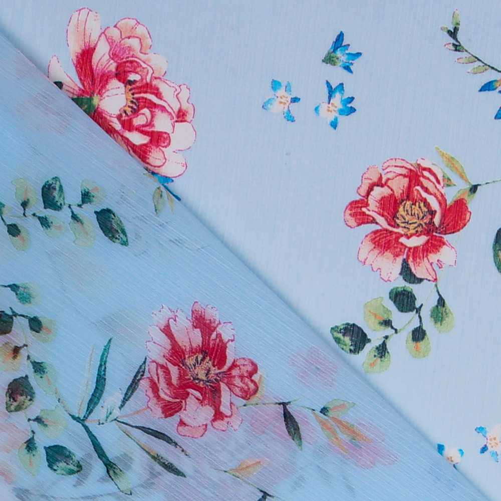 Gasa Bambula Garden Azul - Ribes y Casals