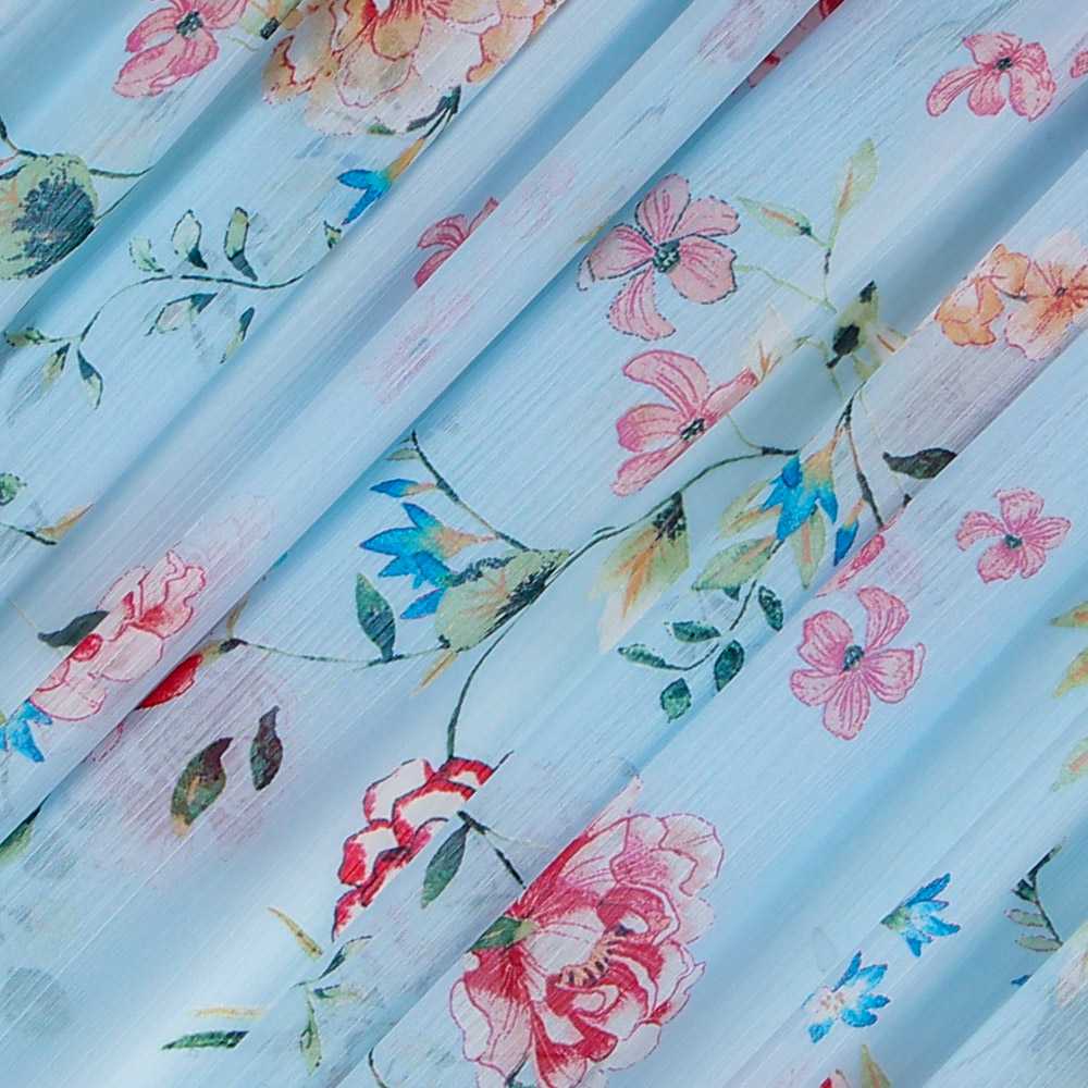 Gasa Bambula Garden Azul - Ribes y Casals