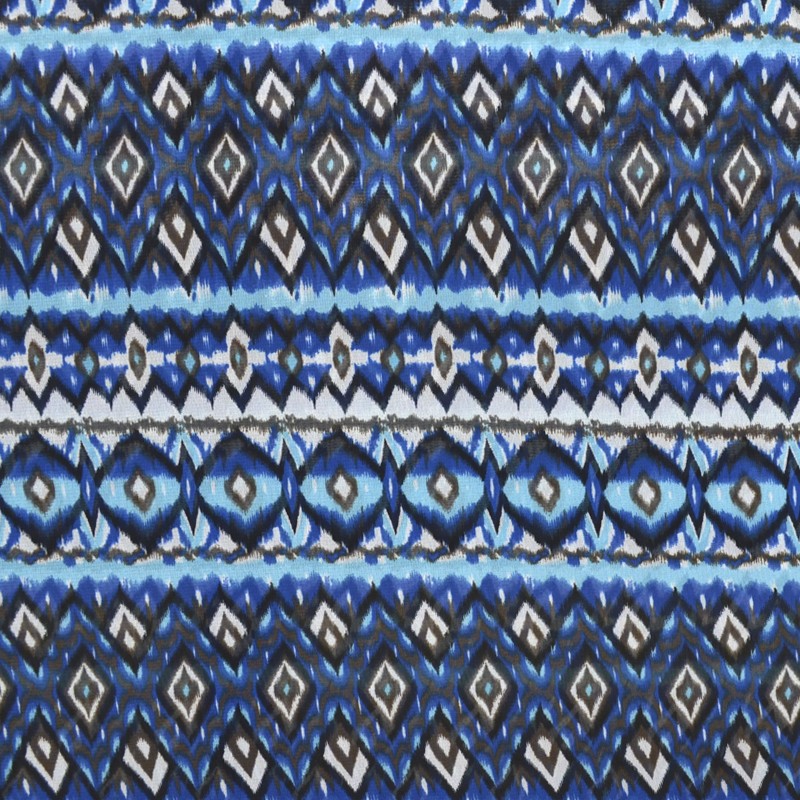 Gasa Estampada Étnica Rombos Azul - Ribes y Casals