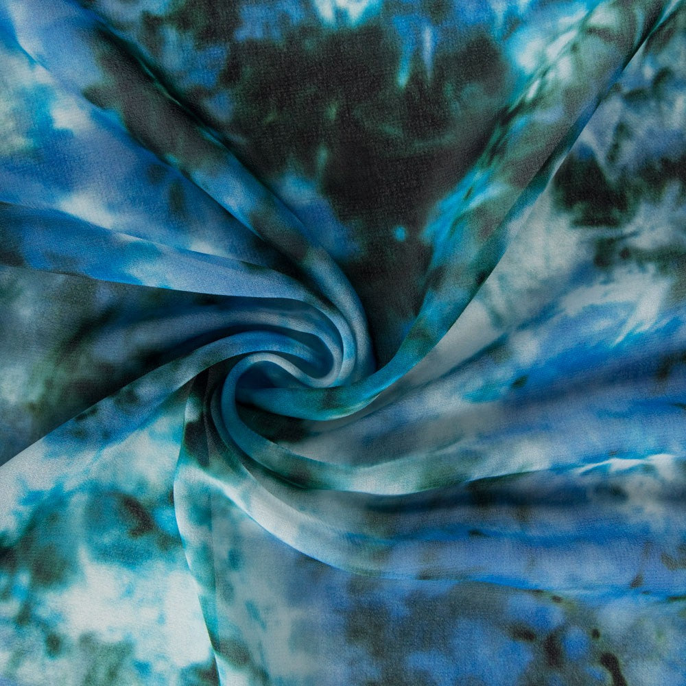 Gasa Estampada Tie Dye Azul - Ribes y Casals
