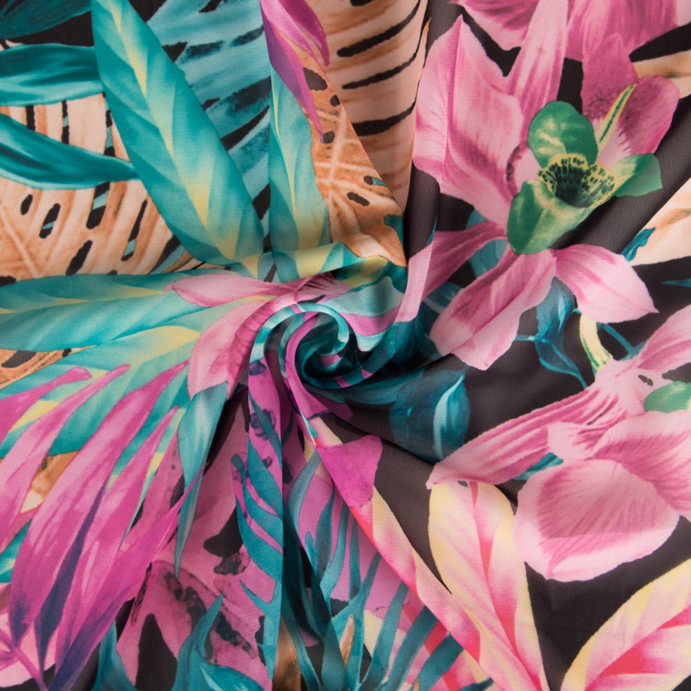 Gasa Estampada Tropic Fucsia - Ribes y Casals