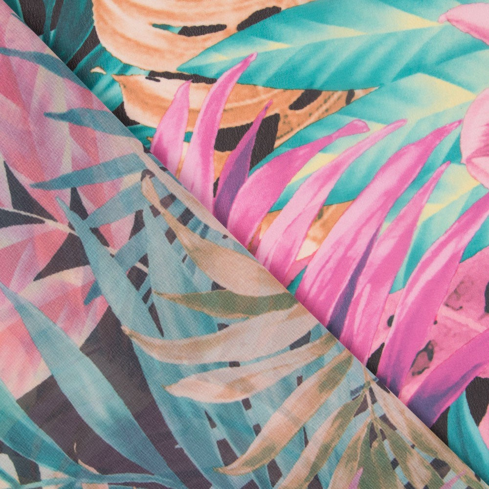 Gasa Estampada Tropic Fucsia - Ribes y Casals