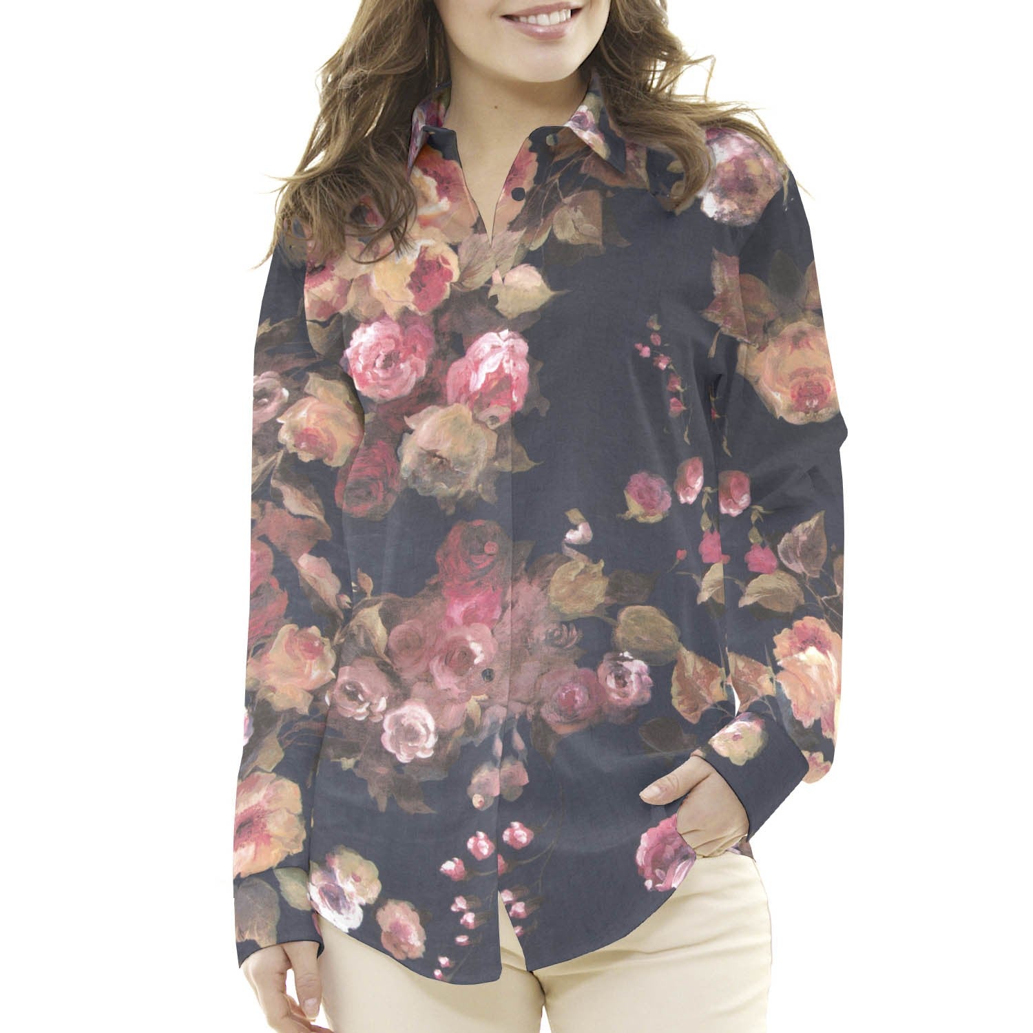 Gasa Floral Otoño Navy - Ribes y Casals