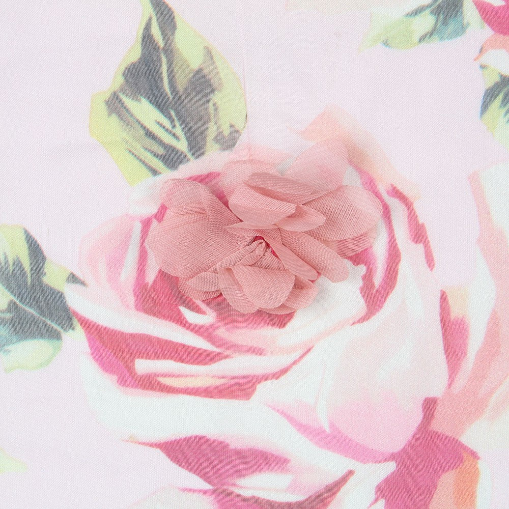 Gasa Poliéster Fantasía Flor Rosa - Ribes y Casals
