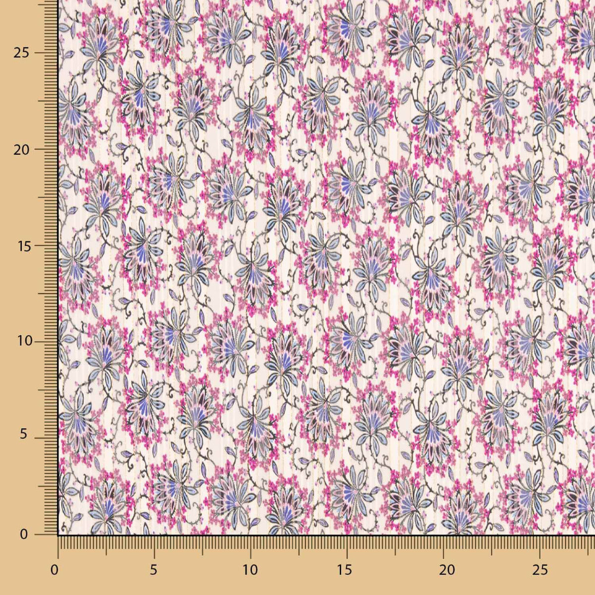 Gasa Satén Lurex Flor Rosa - Ribes y Casals