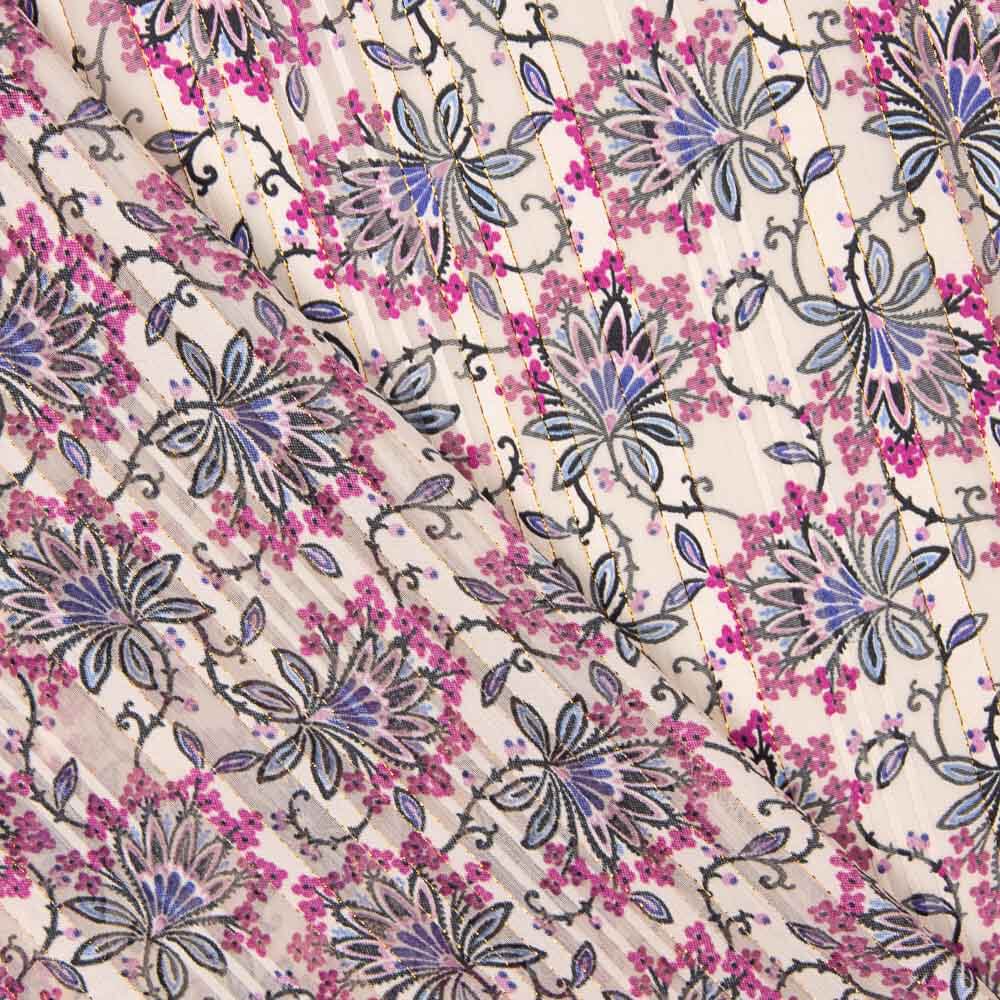 Gasa Satén Lurex Flor Rosa - Ribes y Casals