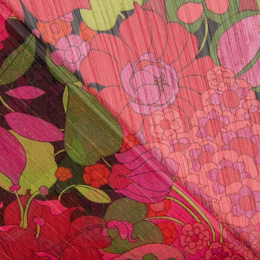 Gasa Lurex Flor Maxi Fucsia - Ribes y Casals