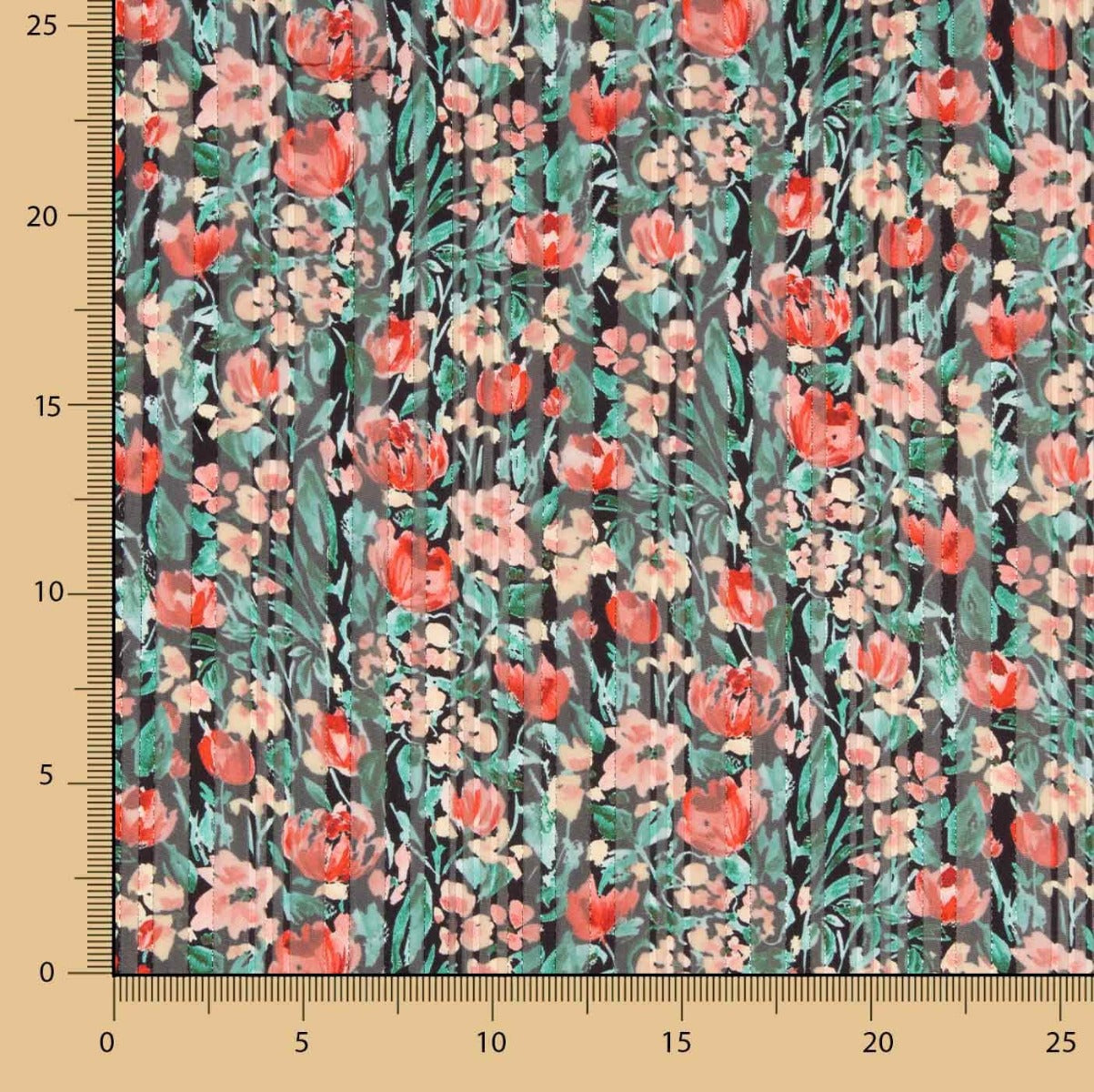 Gasa Listada Floral Lúrex - Ribes y Casals