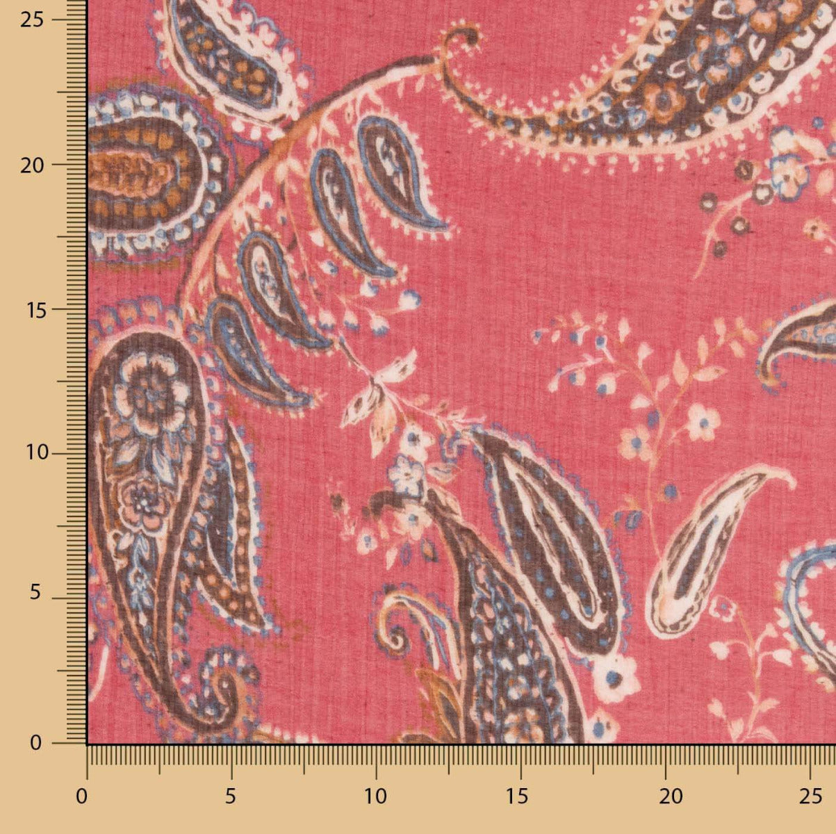 Gasa Bambula Cachemir Fresa - Ribes y Casals