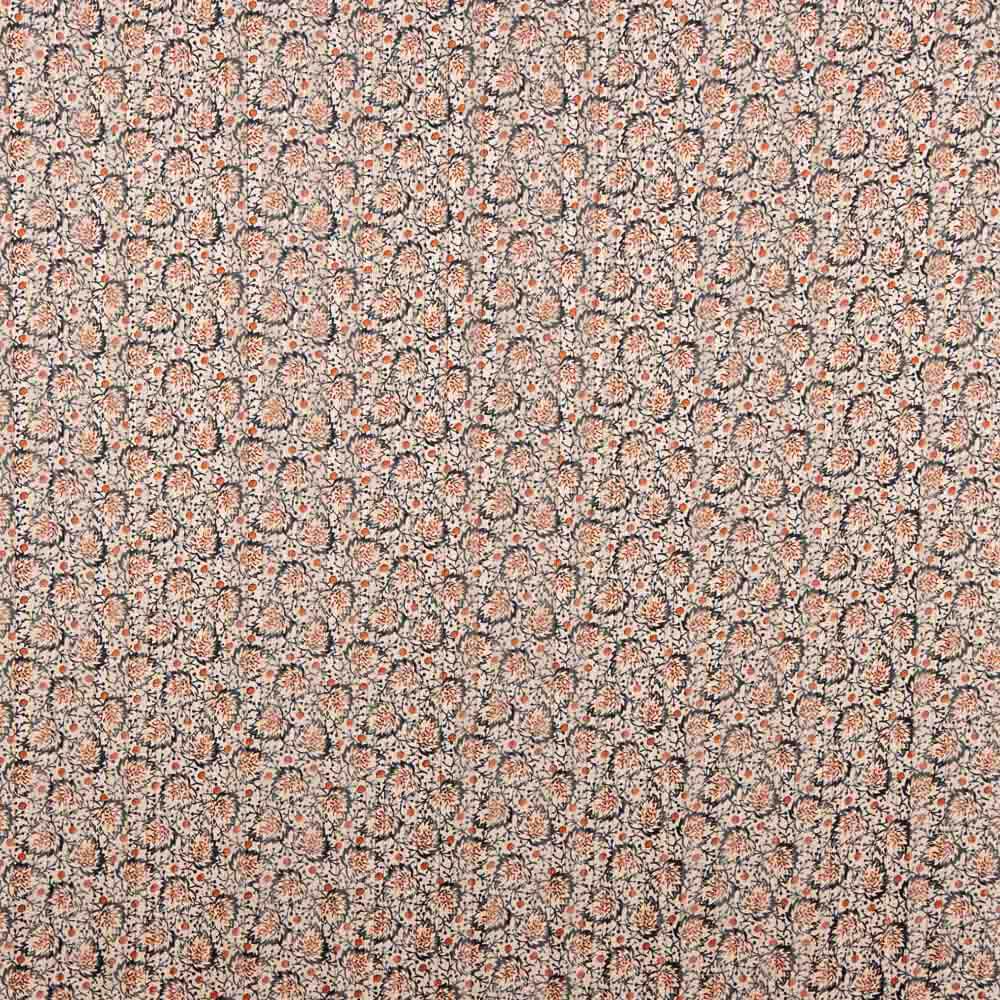 Gasa Satén Lúrex Hojas Beige - Ribes y Casals