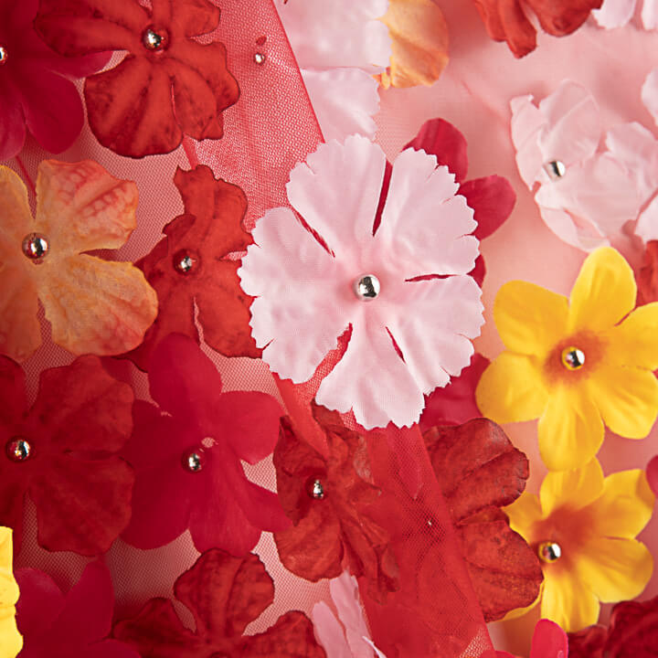 Tul Rojo Jardín Carmesí con Flores 3D - Ribes y Casals