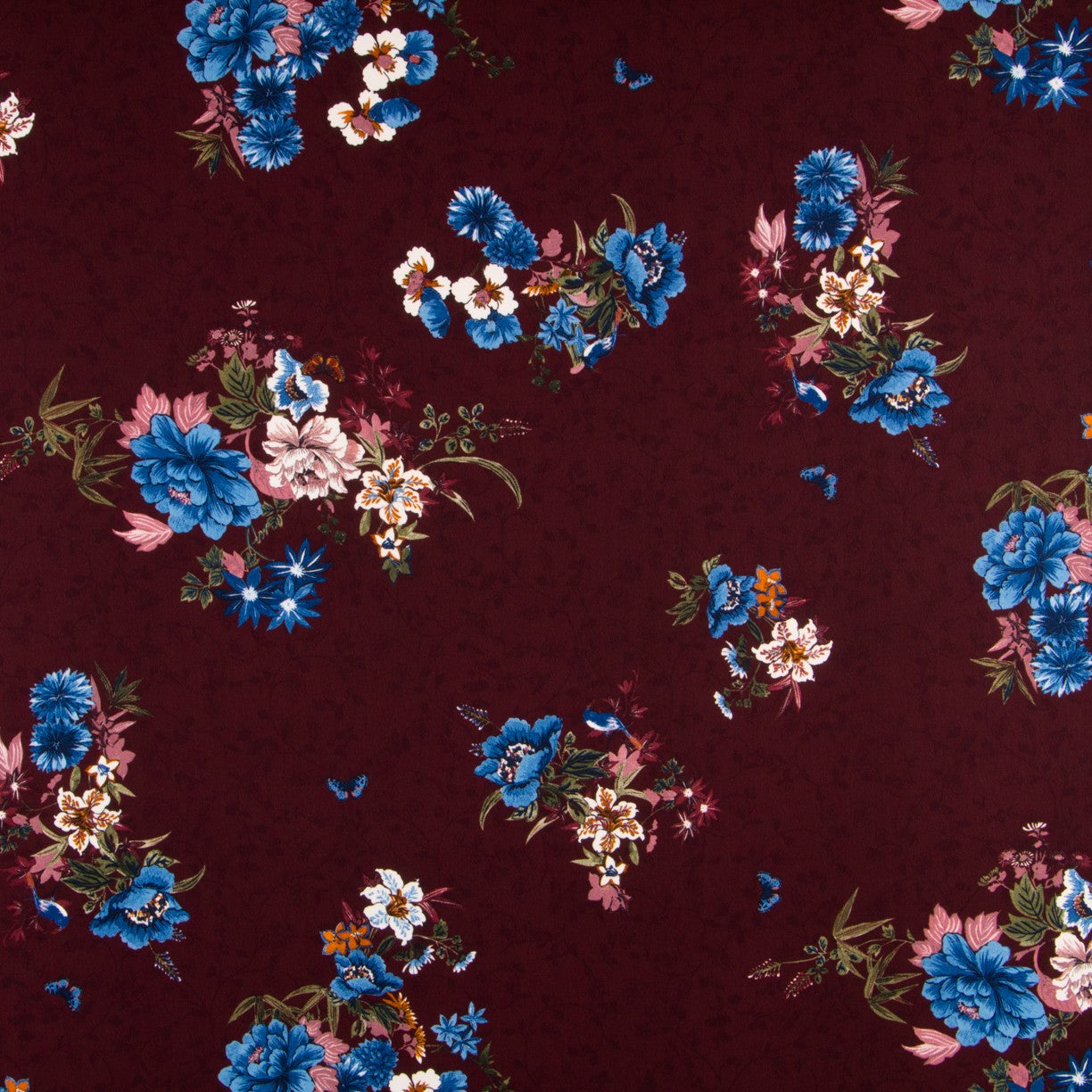 Georgette Floral Granate - Ribes y Casals