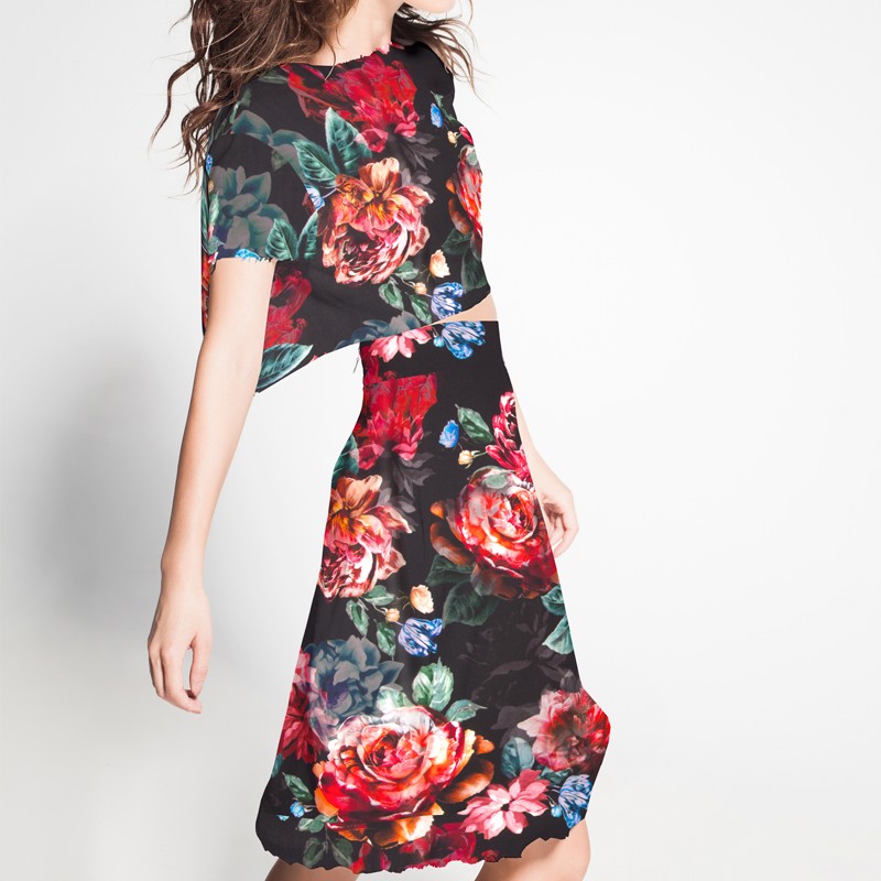 Georgette Floral Negro - Ribes y Casals