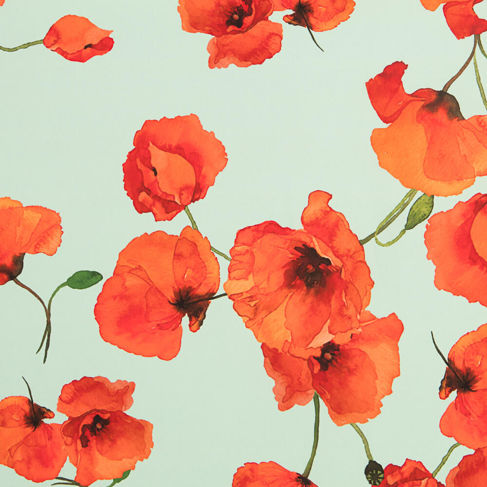 Georgette Amapolas Verde Agua - Ribes y Casals