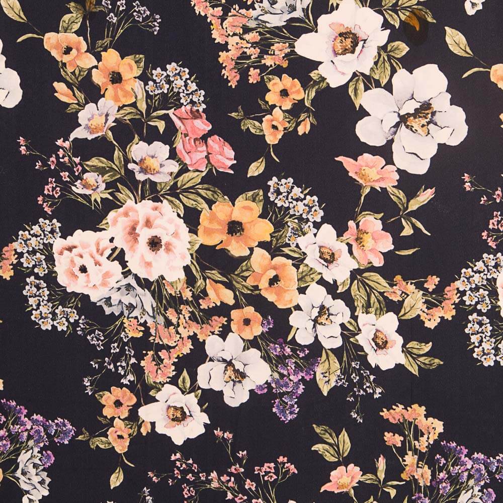 Georgette Floral Candela Negro - Ribes y Casals