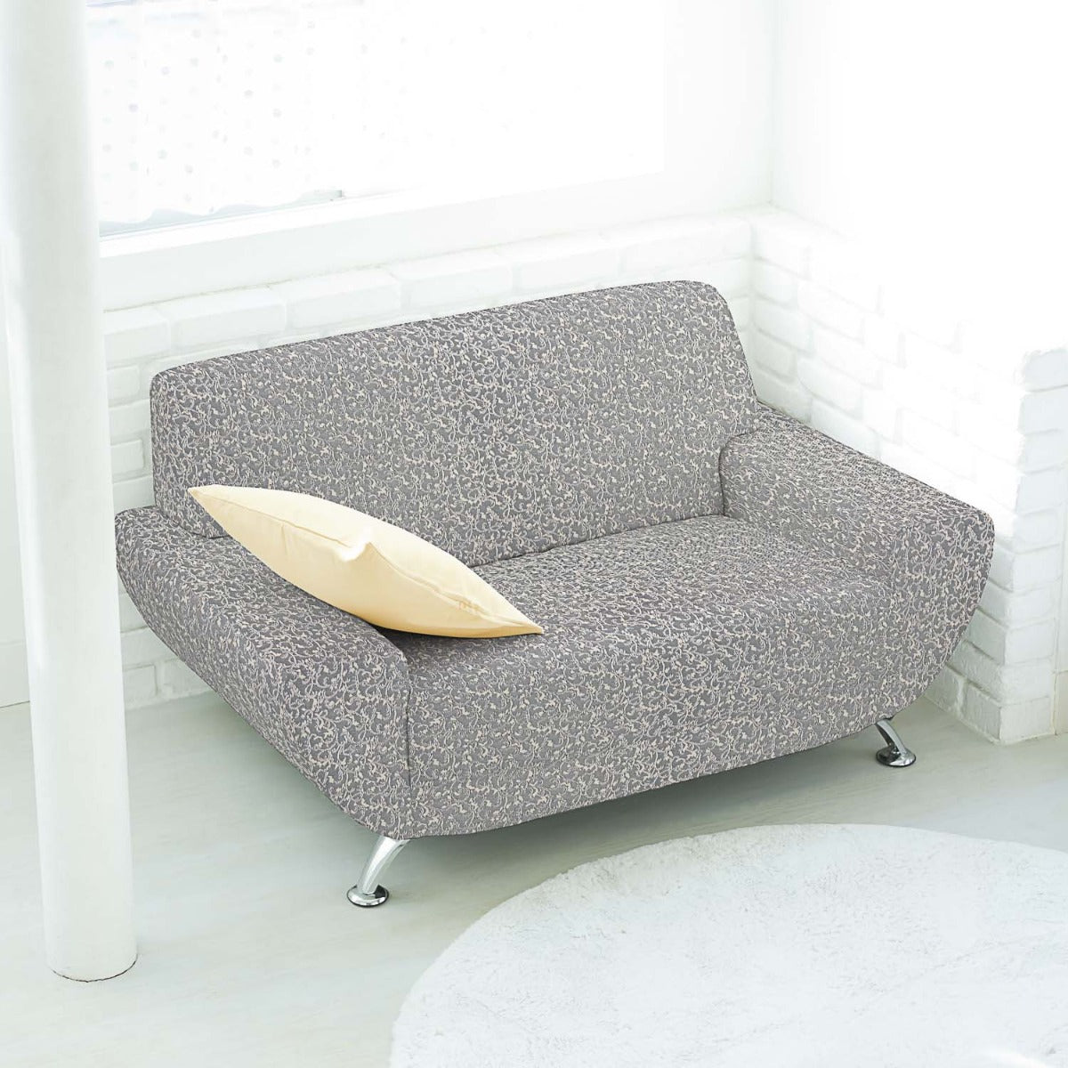 Damasco Lurex Floral en Gris y Plata - Ribes y Casals