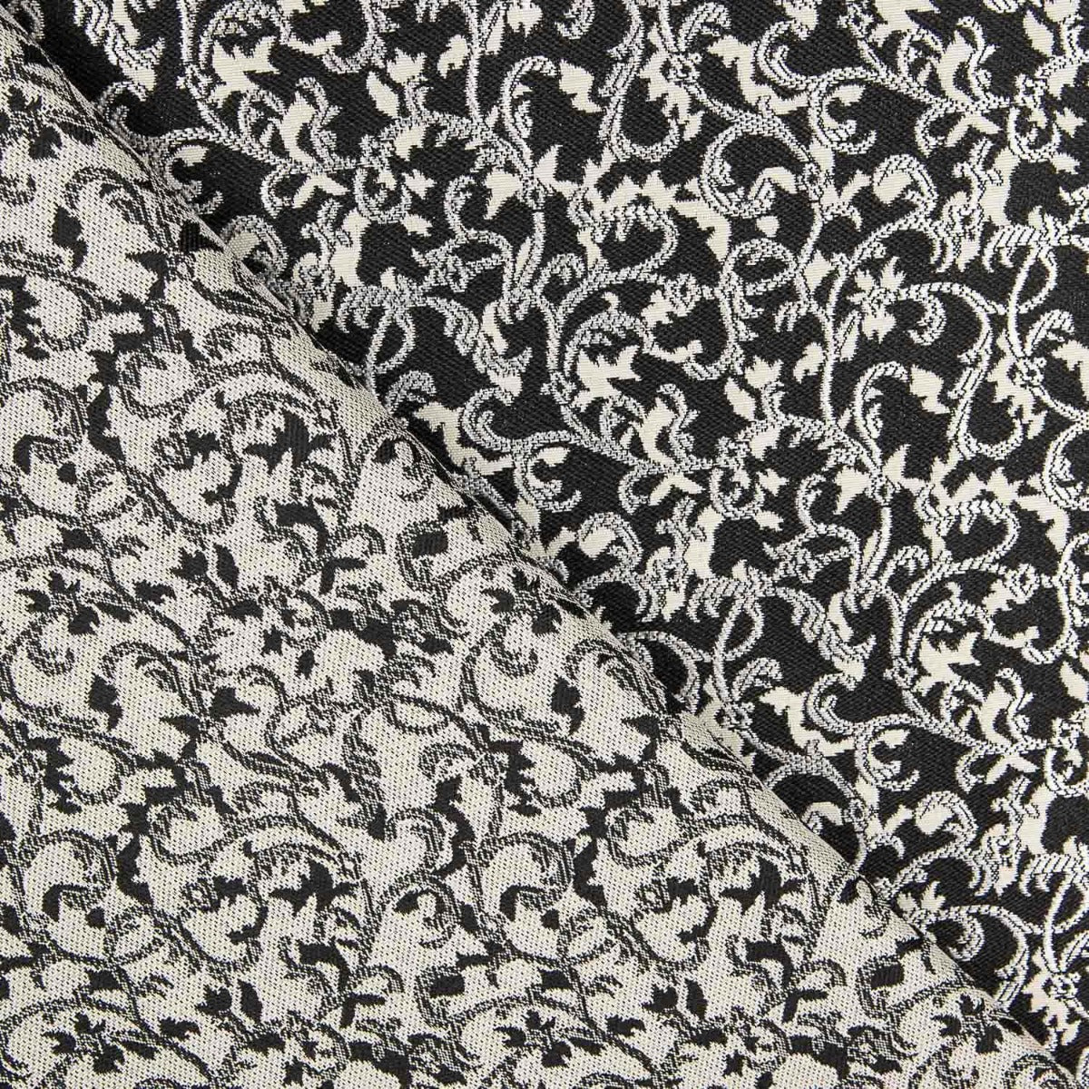 Damasco Lurex Floral en Blanco y Negro - Ribes y Casals