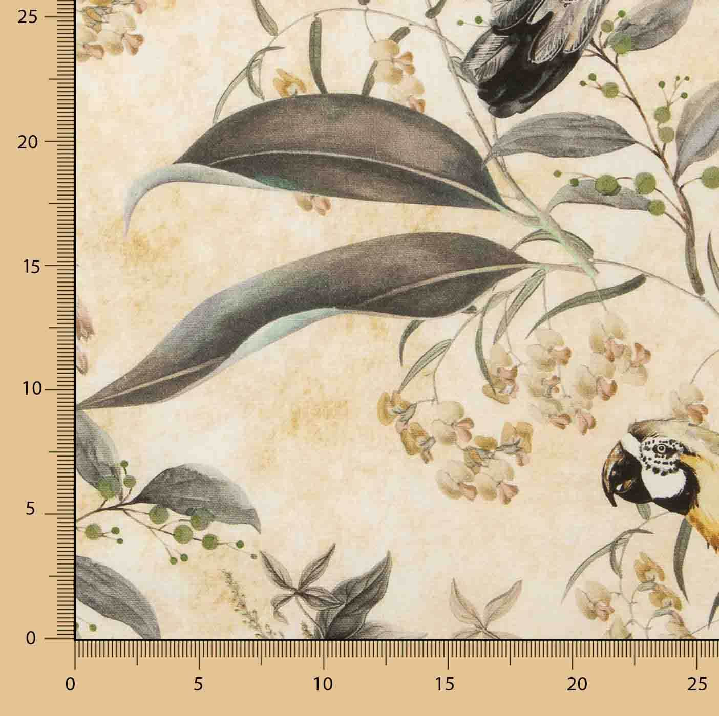 Loneta Estampada Guacamayo y Orquídeas Beige - Ribes y Casals