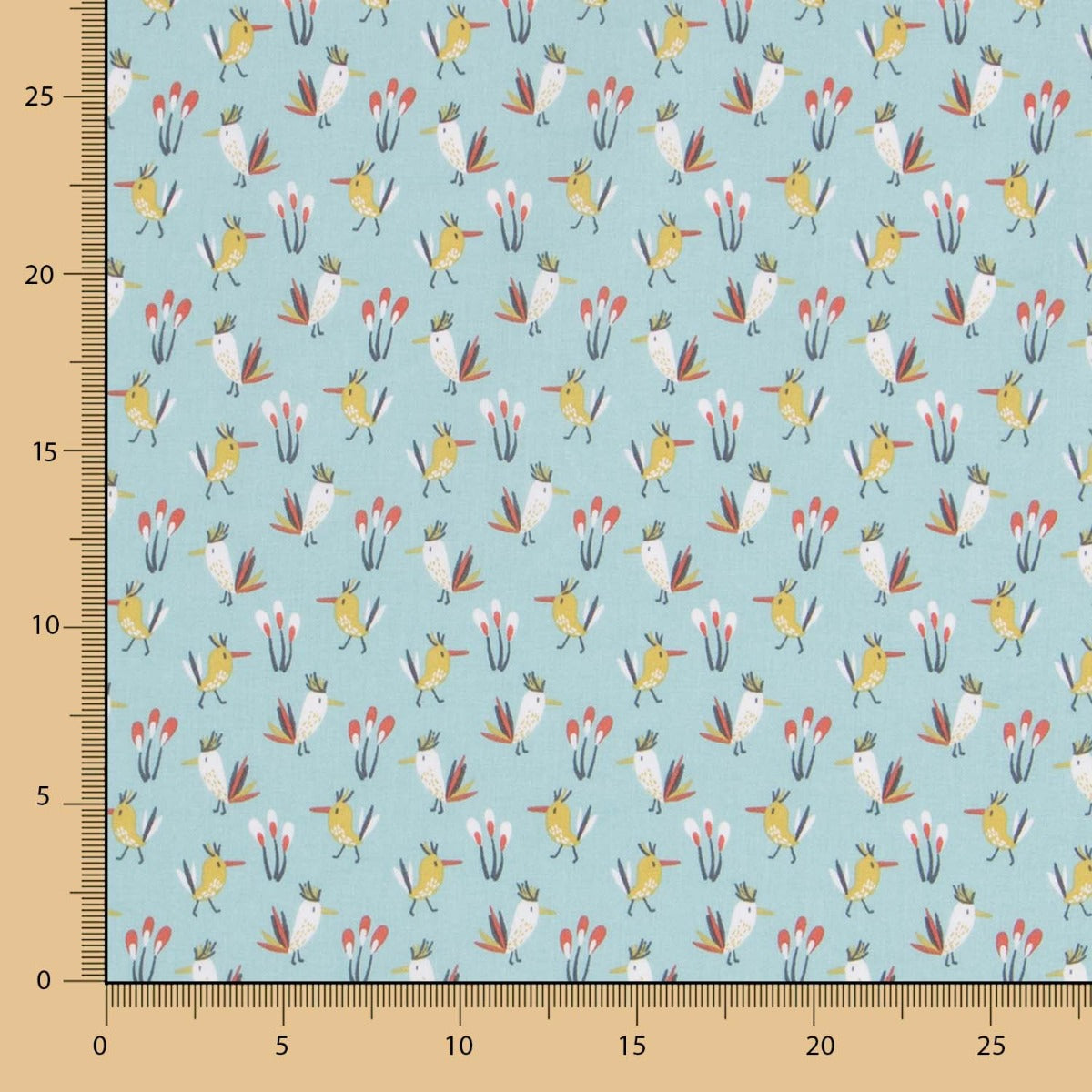 Popelín Birds Verdosa - Ribes y Casals