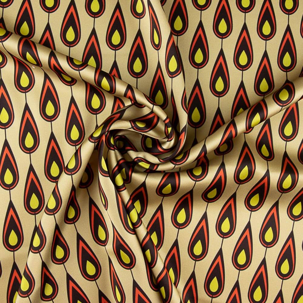 Satén Spandex Plumas Beige Doré - Ribes y Casals