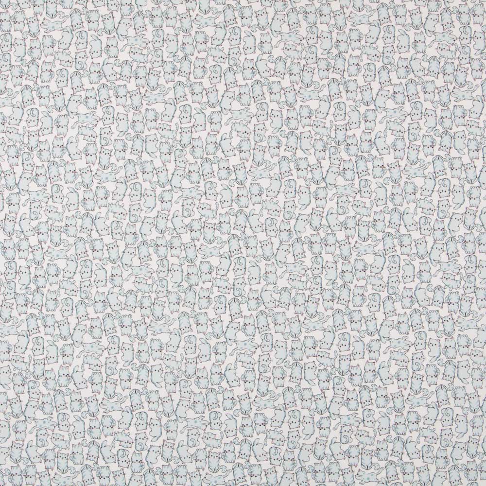 Popelín Orgánico Cats Azul - Ribes y Casals