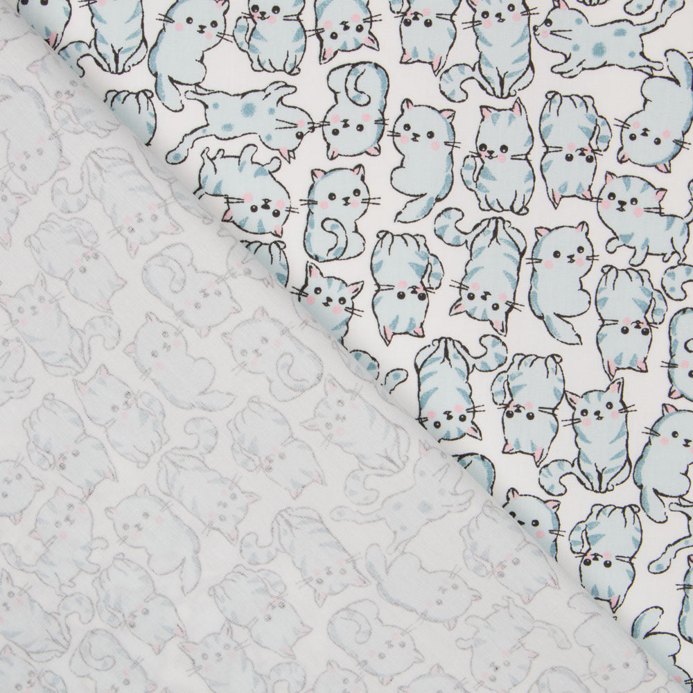 Popelín Orgánico Cats Azul - Ribes y Casals