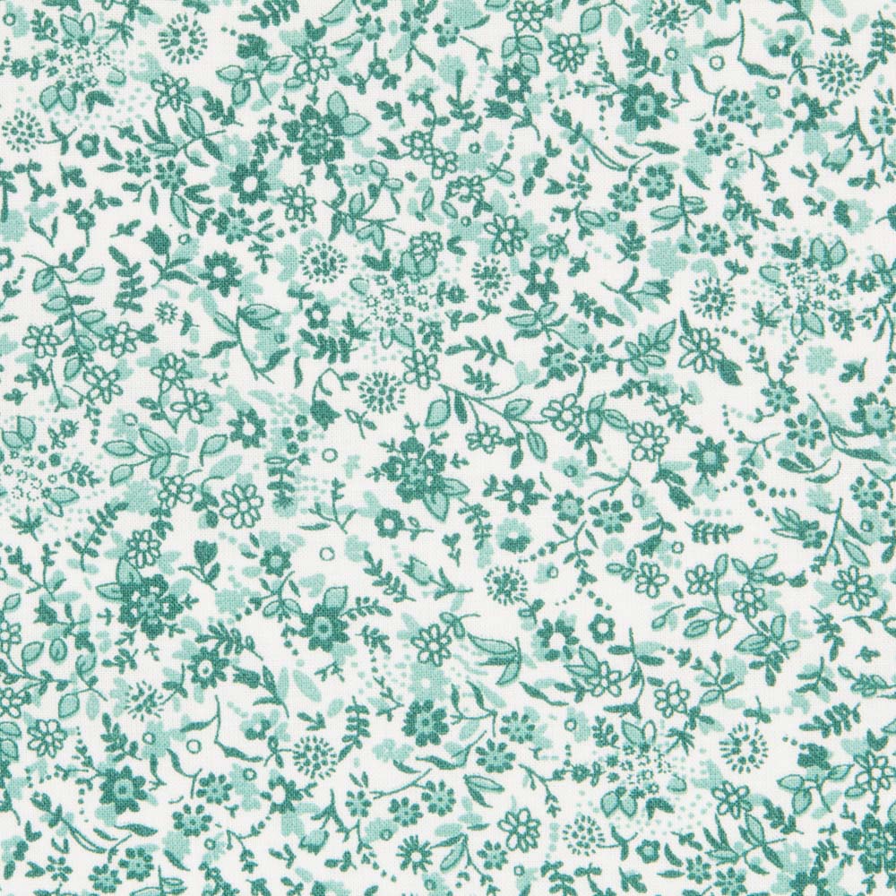 Algodón Antibacteriano Florecitas Verde - Ribes y Casals