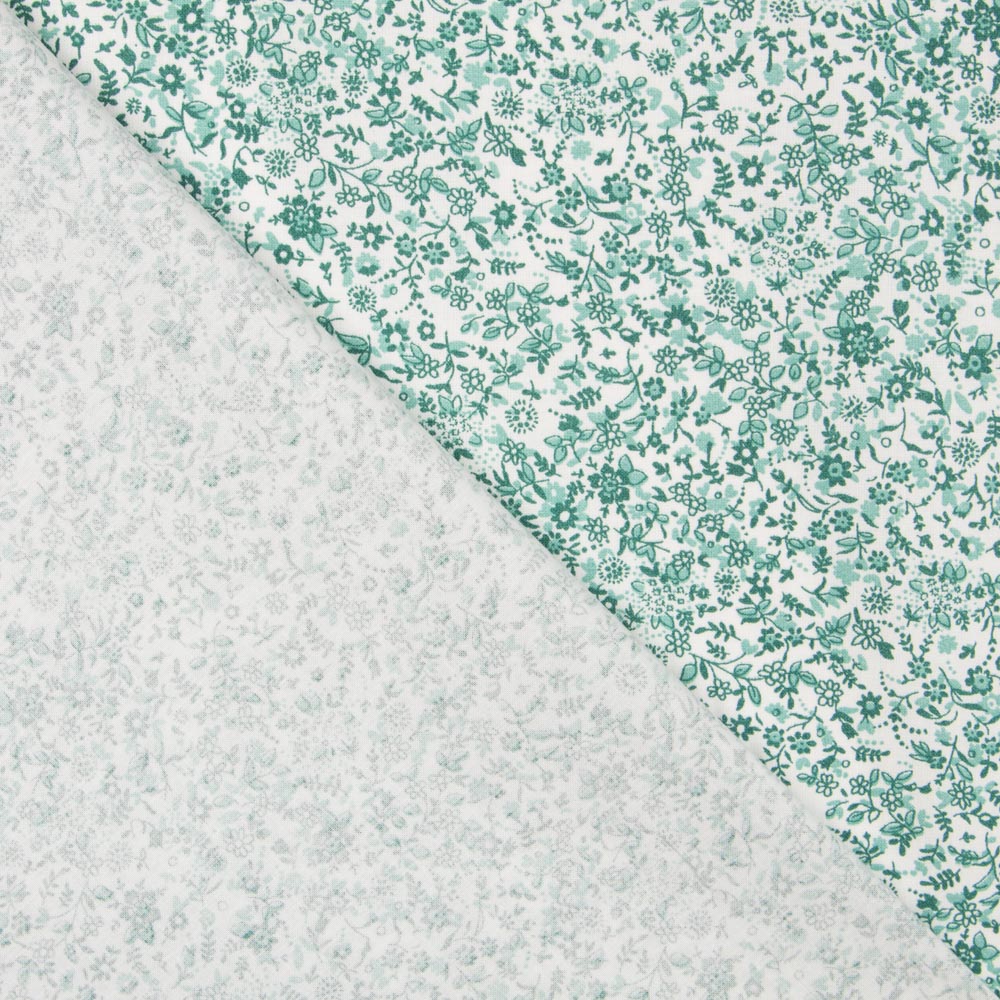 Algodón Antibacteriano Florecitas Verde - Ribes y Casals