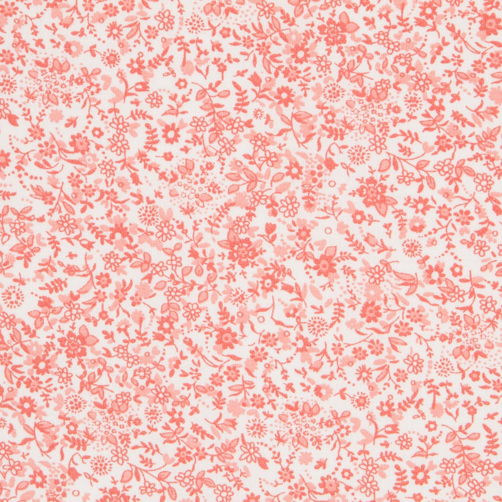 Algodón Antibacteriano Florecitas Coral - Ribes y Casals