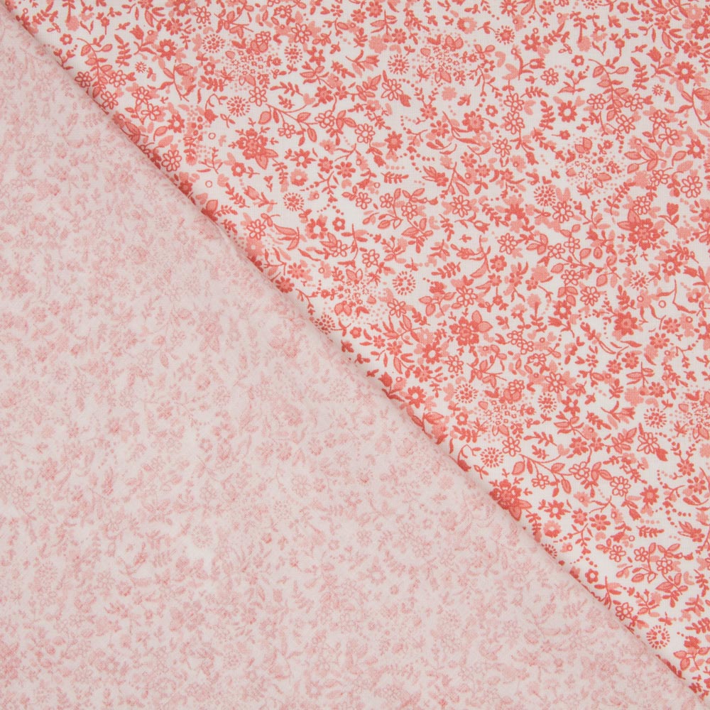 Algodón Antibacteriano Florecitas Coral - Ribes y Casals