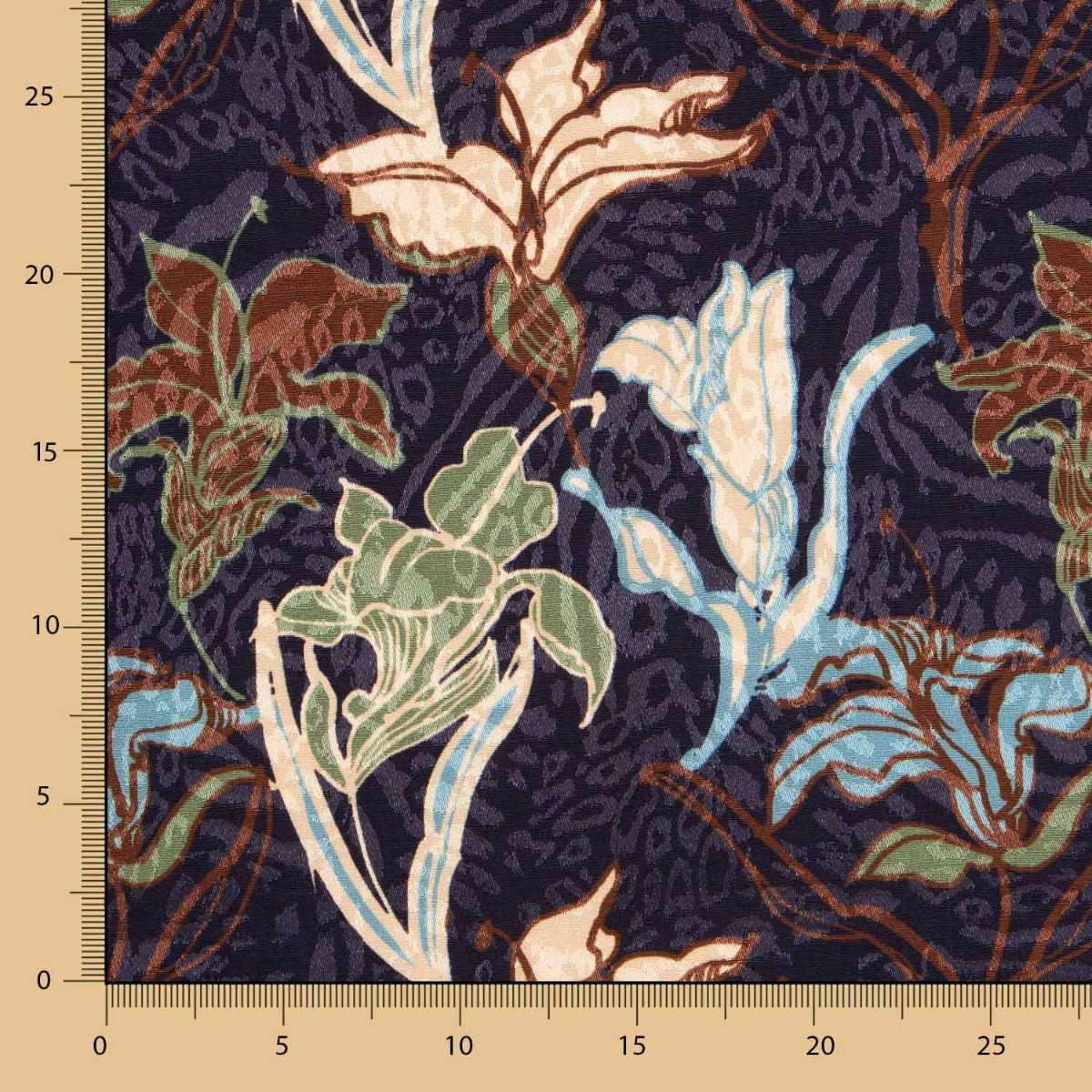 Satén Jacquard Flor Marino - Ribes y Casals