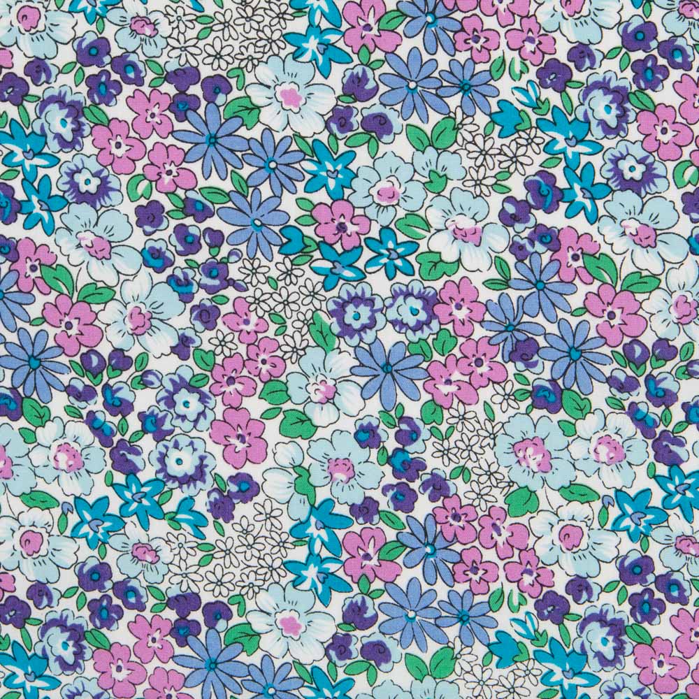 Popelín Garden Flores Turquesa - Ribes y Casals